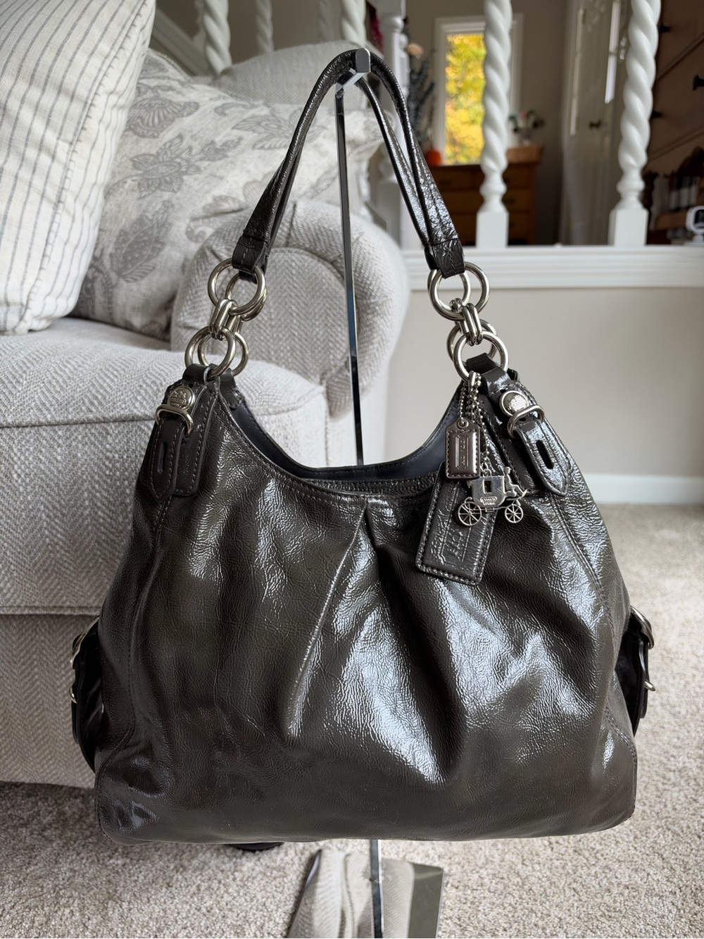 Vintage 2010 Coach Patent Leather Hobo Shoulder Bag 15734 Y2K